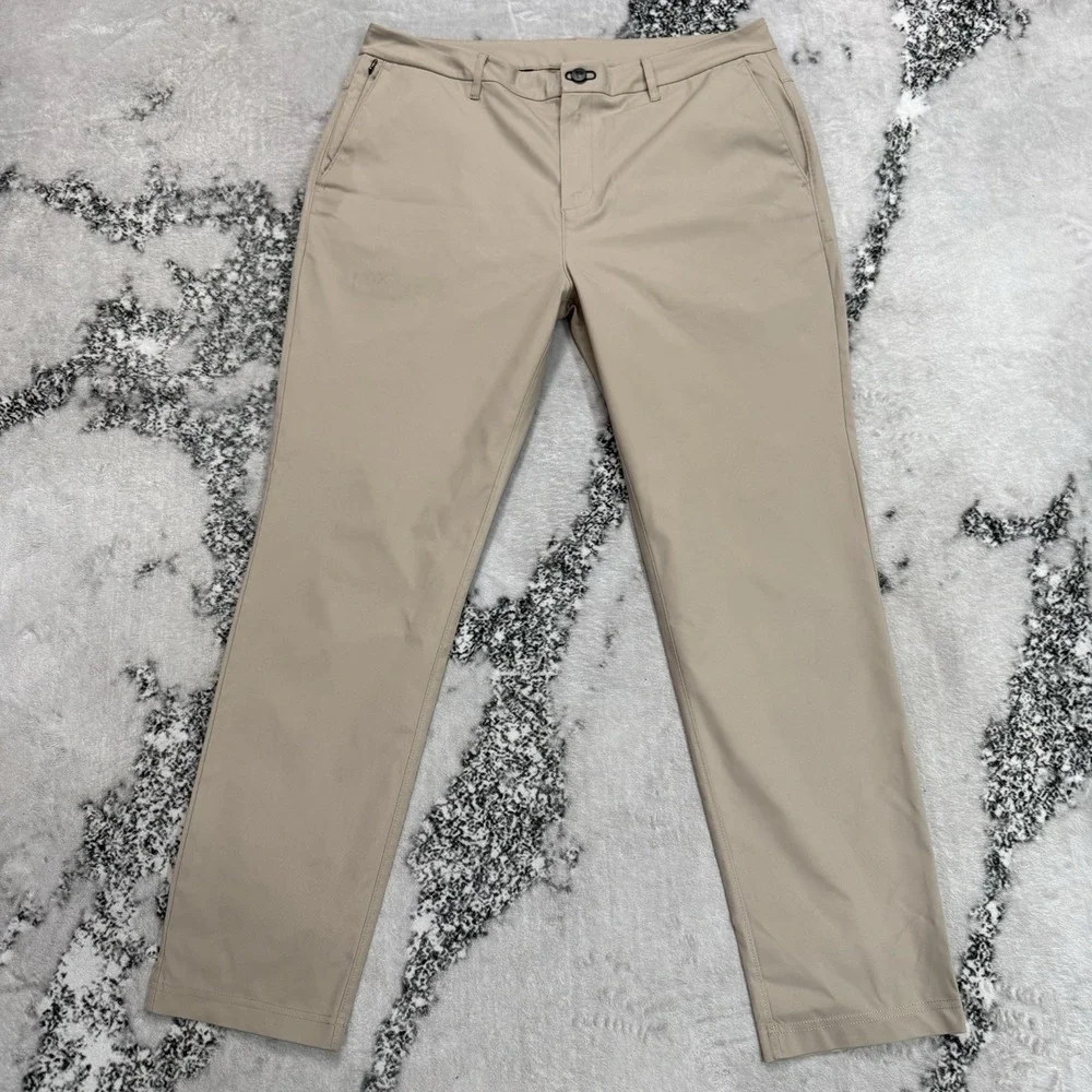 Public Rec Mens 34X32 Khaki Tan Performance Chino Pants Travel Stretch Zip Pocke